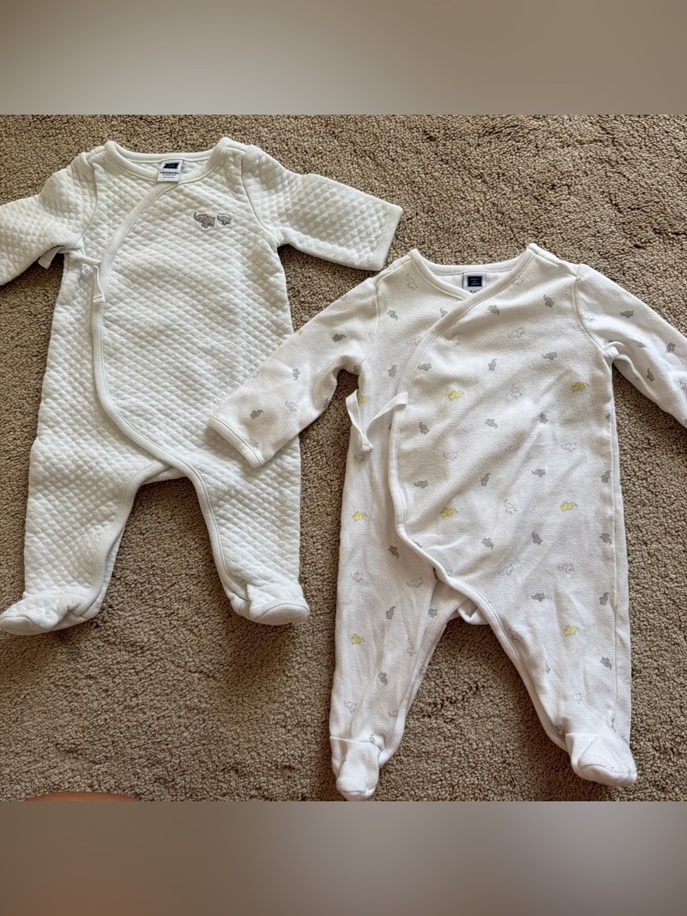 Janie & Jack Quilted Footie Romper 2 pieces Newborn & 0-3 Mo sleep Elephant